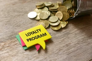 Customer loyalty program speech bubble.